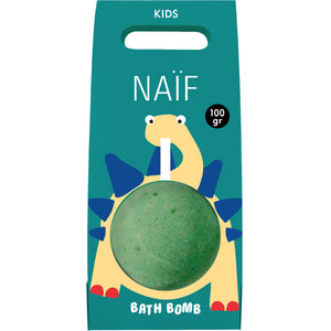 Naïf Kids Bath Bomb – gruene, sprudelnde Badebombe fuer Kinder in 100-g-Format, vegan und sanft zur Haut.