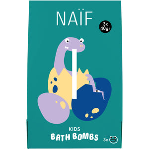 Naïf Kids Bath Bomb – gruene, sprudelnde Badebombe fuer Kinder in 100-g-Format, vegan und sanft zur Haut.