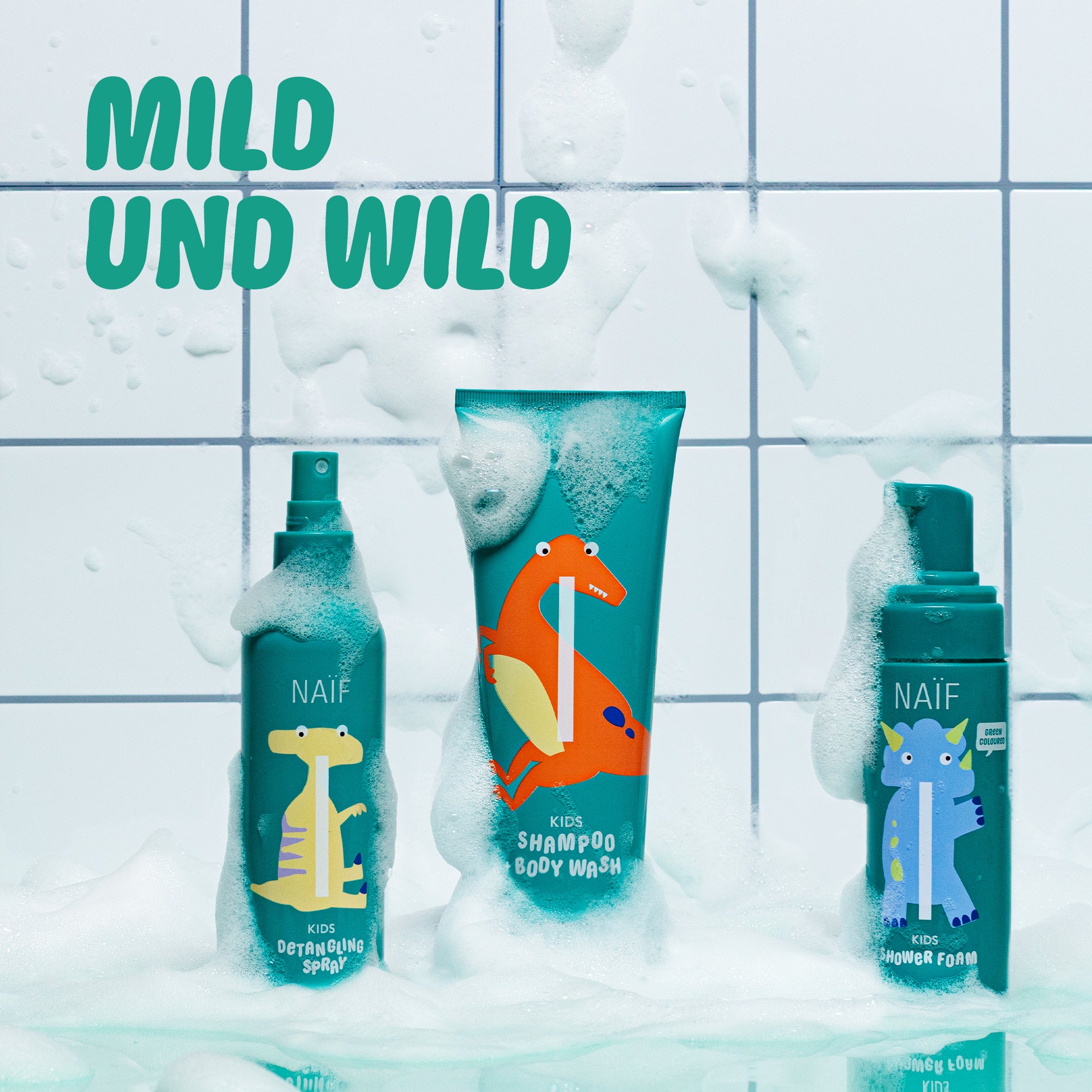 Naïf Kids Shampoo & Body Wash 250 ml – sanftes 2-in-1 Shampoo und Duschgel für Kinder mit frischem Limetten- und Johannisbeerduft.