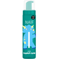 Naïf Kids Shower Foam 150 ml – grüner Duschschaum für Kinder mit frischem Limetten- und Johannisbeerduft, vegan & hautfreundlich.