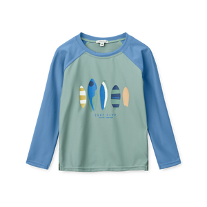 Liewood UV-Badeshirt Noah Boards Light Peppermint mit langen Ärmeln und UV-Schutz 50+