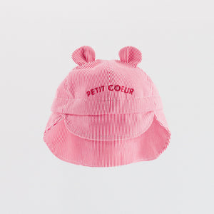 Baby Sonnenhut  rosa gestreift von Chamaye – Modell "Petit Coeur"

