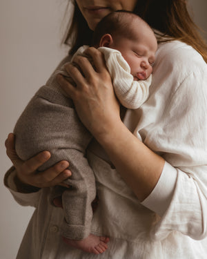 Hvid Baby Strickhose "Guido" Pebble