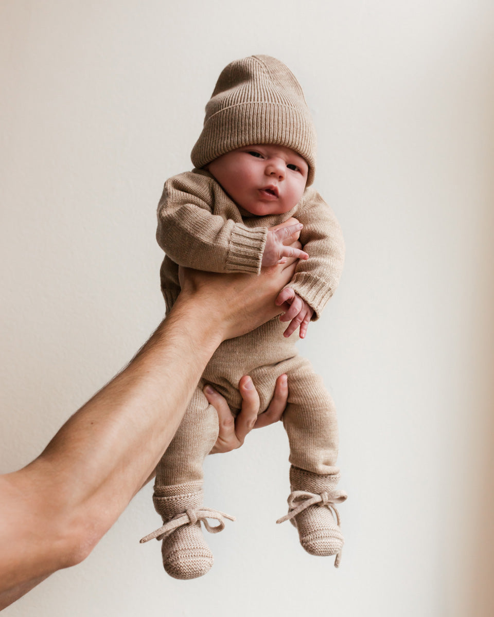 Hvid Baby Strickhose "Guido" Sand