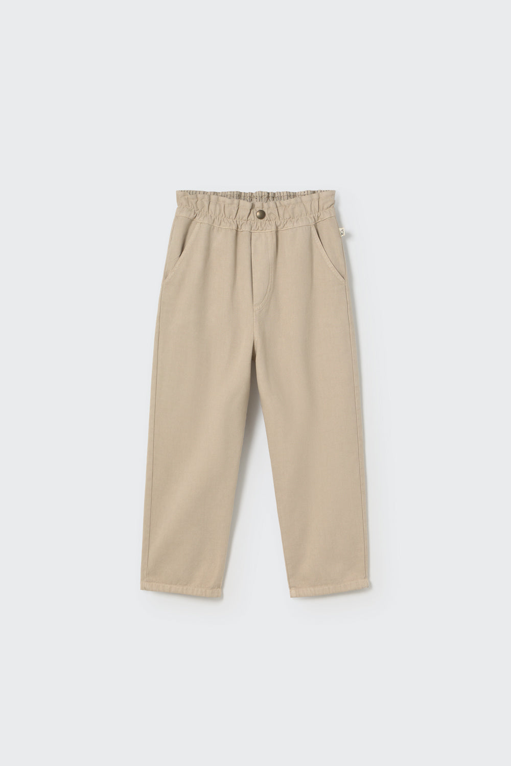 Kinderhose aus Bio-Twill in hellgrauem Stone – Cozmo Hose „Paola“ mit Gummibund