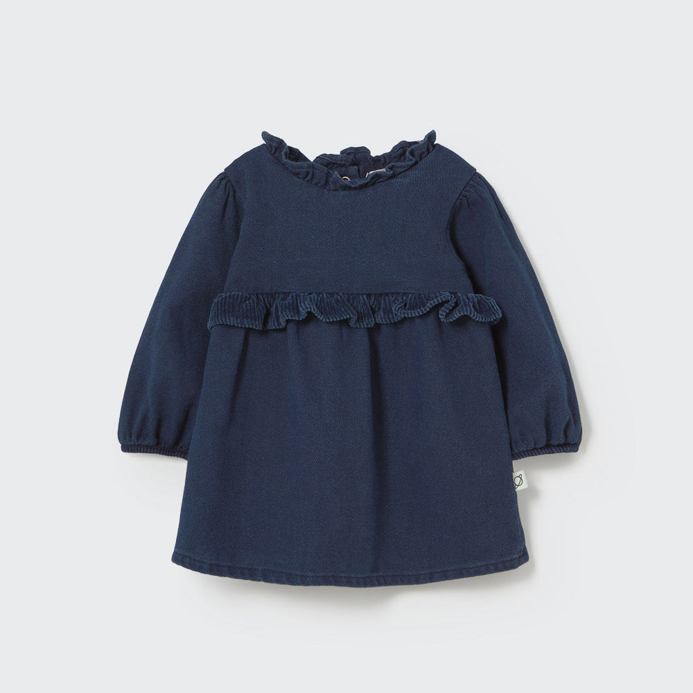 Baby-Kleid aus strukturiertem Dobby Denim in klassischem Blau – Cozmo „Praja“