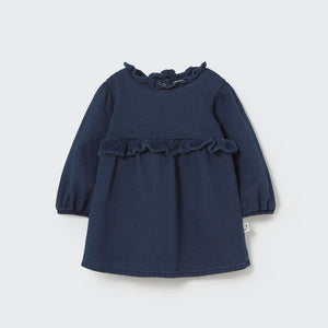Baby-Kleid aus strukturiertem Dobby Denim in klassischem Blau – Cozmo „Praja“