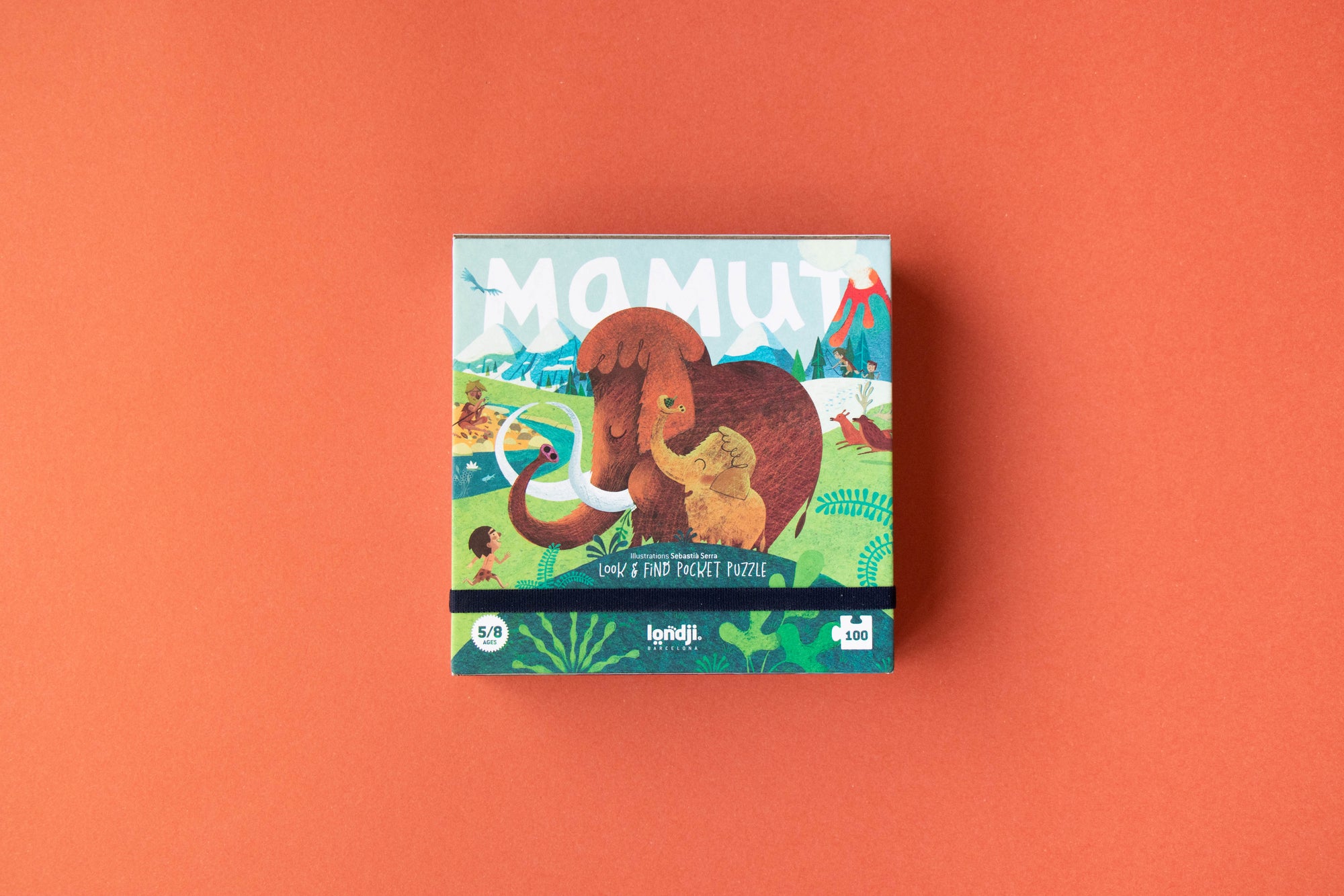 Londji Pocket Puzzle Mamut mit 100 Teilen und Urzeit Motiv