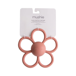Mushie Anneau de dentition hochet « Daisy » | Faded Denim