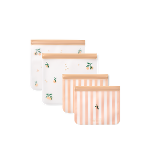 Liewood Rebus Aufbewahrungsbeutel Peach Sea Shell 4er Set aus lebensmittelechtem PEVA für Snacks und Lebensmittel