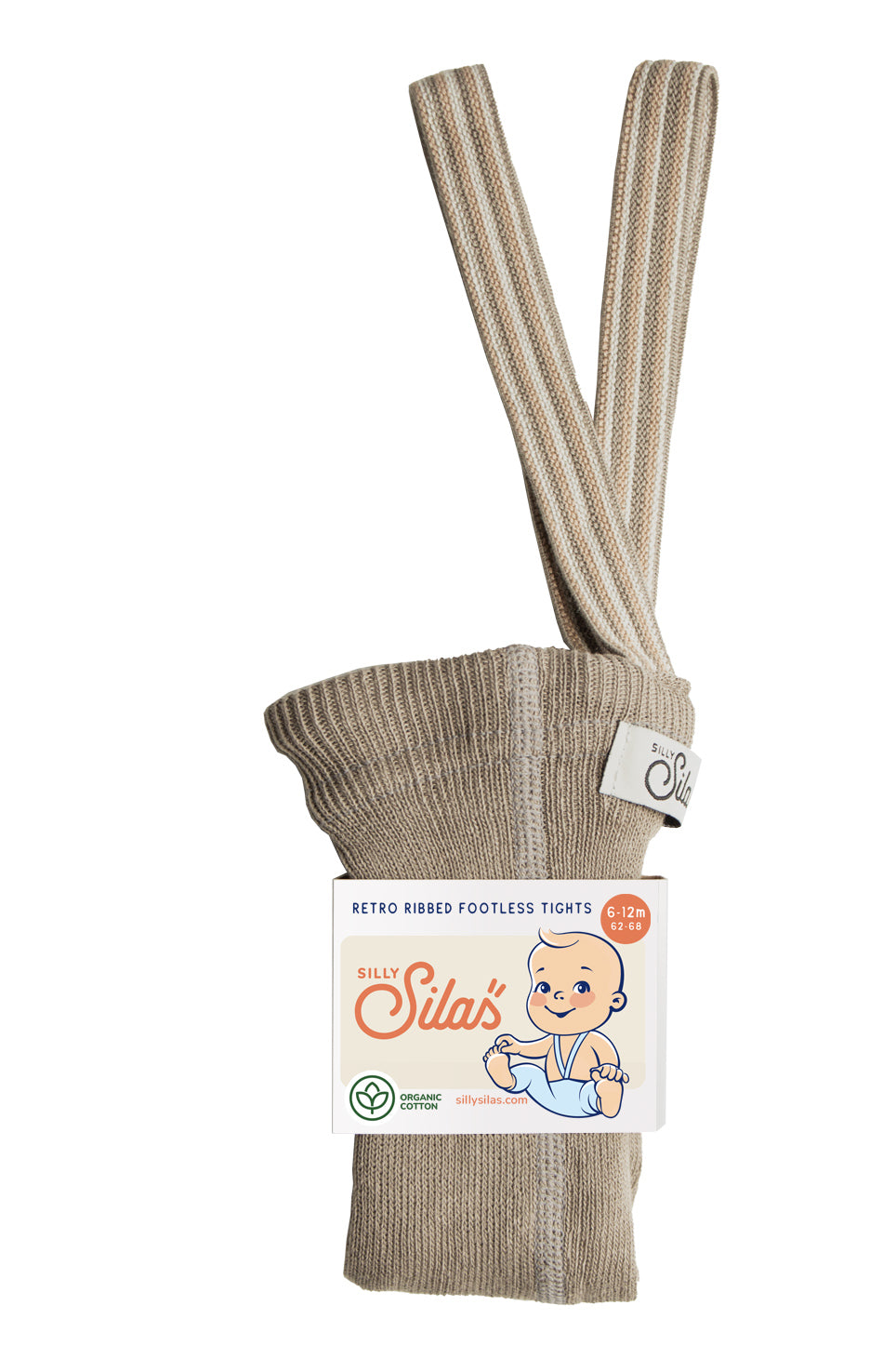 Silly Silas Fusslose Strumpfhose mit Träger | Oyster Grey Striped