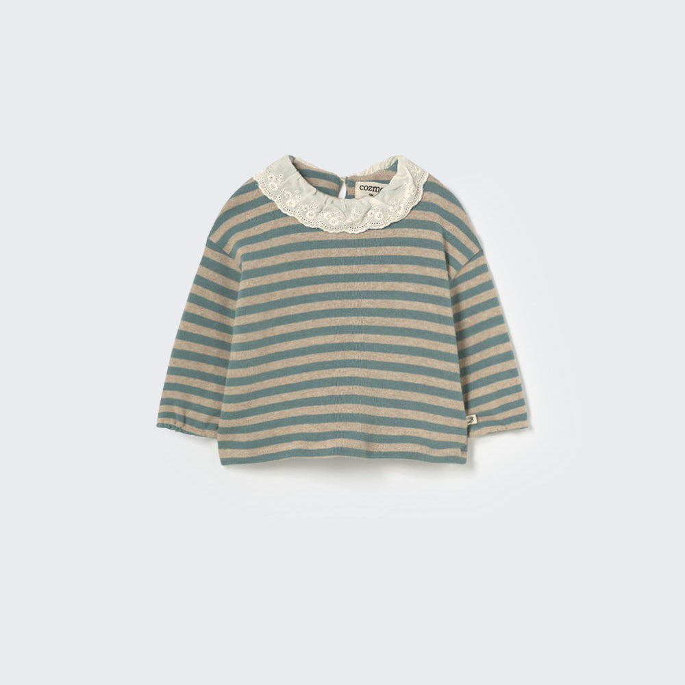 Baby-Sweatshirt mit feinen Streifen in Blau – aus weichem Fleece-Jersey, Cozmo „Samar“