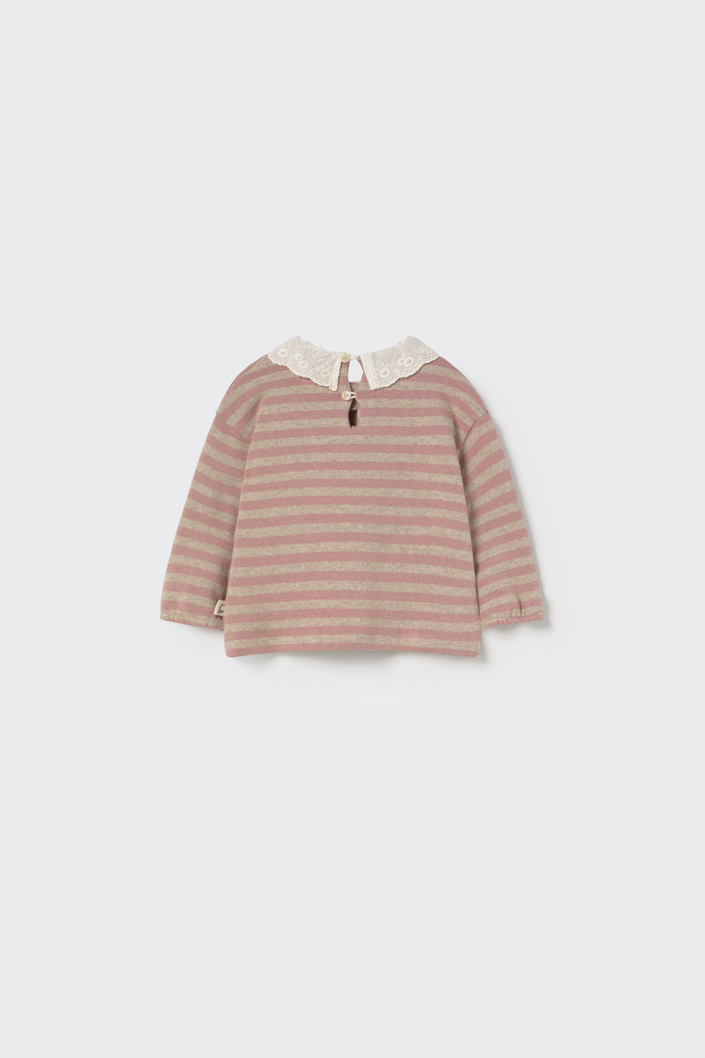 Baby-Sweatshirt mit feinen Streifen in Silver Pink – aus weichem Fleece-Jersey, Cozmo „Samar“