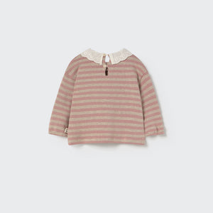 Baby-Sweatshirt mit feinen Streifen in Silver Pink – aus weichem Fleece-Jersey, Cozmo „Samar“