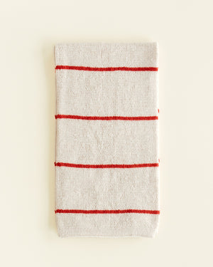 Hvid Schal "Igor" Cream / Red