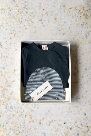 Gray Label Newborn Essentials Set | GOTS | Bleu gris