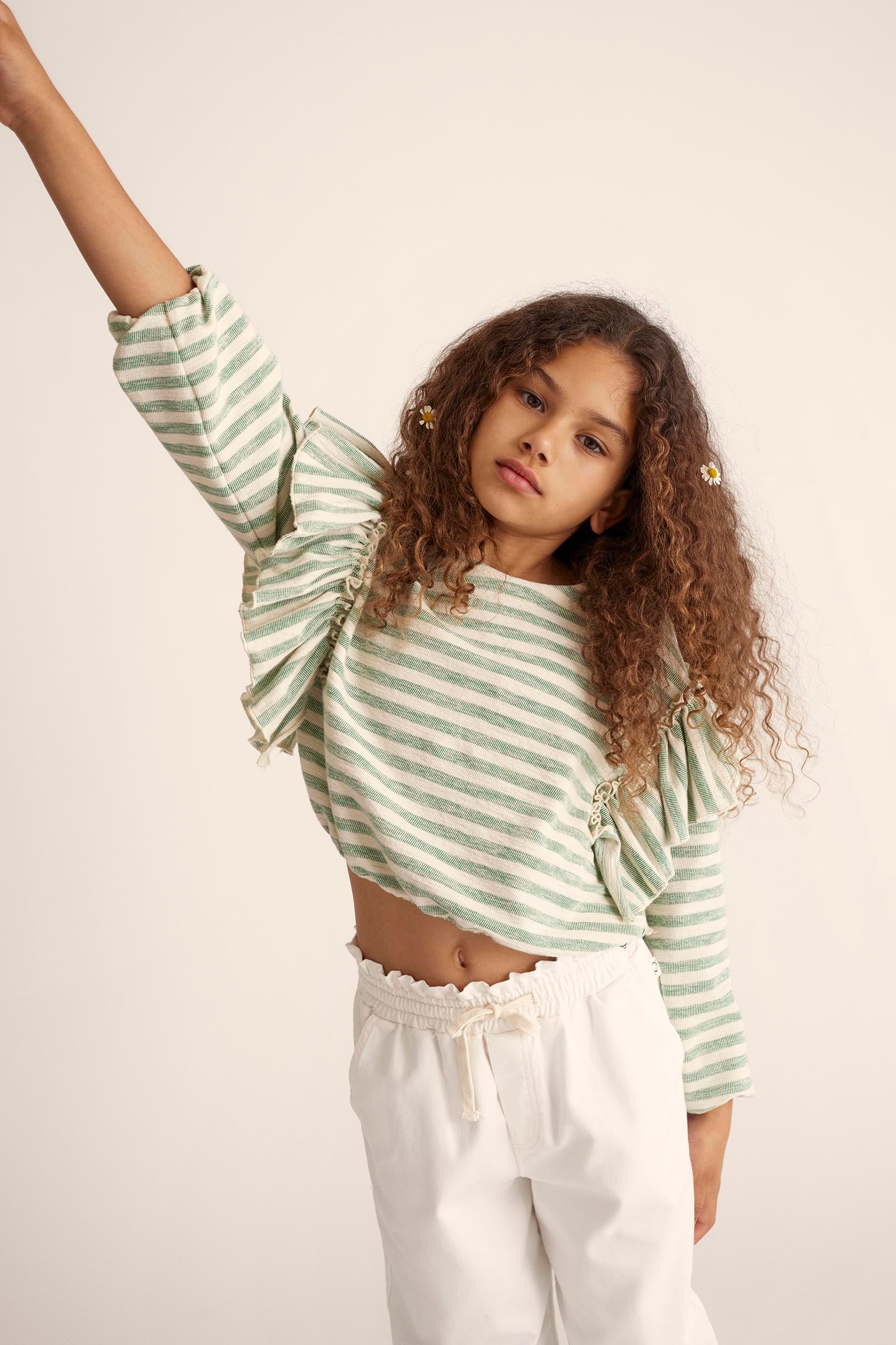 Cozmo Sweatshirt Striped "Silvia" - Grass Green