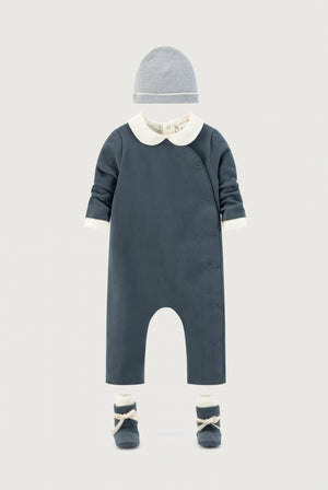 Gray Label Baby Strampler mit Druckknöpfen GOTS | Blue Gray