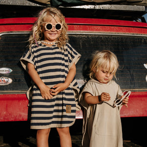 Cloby Poncho mit UV50 | Navy/Sandy Stripe