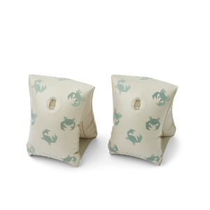2er Set Schwimmflügel für Kinder in beige mit Krabben Aufdruck in Mint