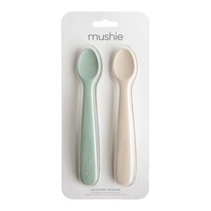 Mushie Silikonlöffel (2er-Set) | Cambridge Blue/Shifting Sand
