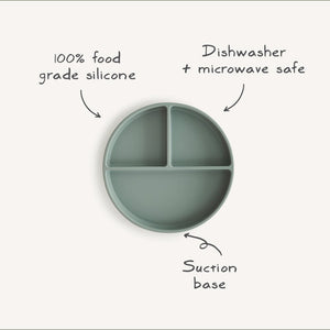 Assiette en silicone Mushie avec ventouse | Cambridge Blue