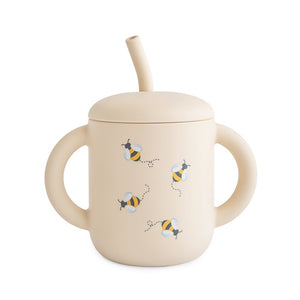 Mushie Silikon Lernbecher + Strohhalm | Bees