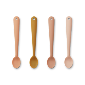 Liewood Baby Silicone Spoons, Set of 4 "Siv" Tuscany Rose Multi Mix