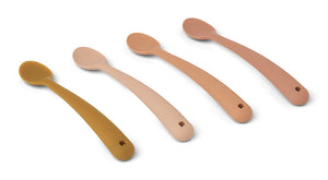 Liewood Baby Silicone Spoons, Set of 4 "Siv" Tuscany Rose Multi Mix