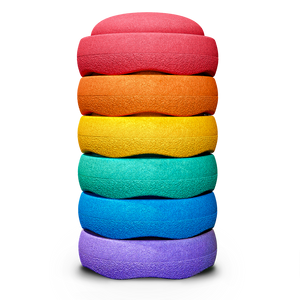 Stapelstein Original Mini Rainbow Set mit sechs bunten Elementen, Spielzeug für Stapeln und Balancieren