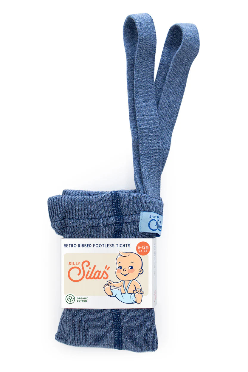Silly Silas Fusslose Strumpfhose mit Träger | Steel Blue Blend