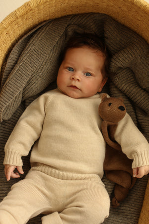 Hvid Kuscheltuch Teddy "Tokki" Mocha