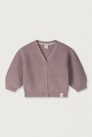 Gray Label Baby Cardigan in Berry – weicher Fleece-Cardigan aus Bio-Baumwolle mit Druckknöpfen, bequem & nachhaltig.