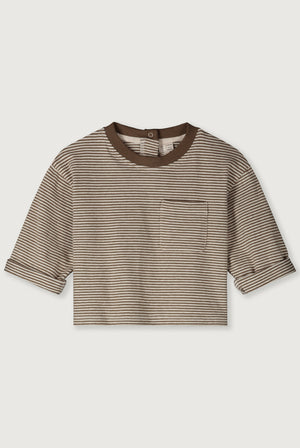 Gray Label Baby Langarm-T-Shirt Woody Cream, Bio-Baumwolljersey mit Stretch, Brusttasche, Druckknöpfe am Rücken
