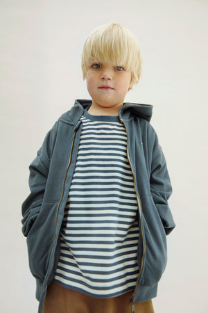 Gray Label Kapuzen-Cardigan mit Reissverschluss | Blue Grey