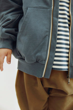 Gray Label Kapuzen-Cardigan mit Reissverschluss | Blue Grey