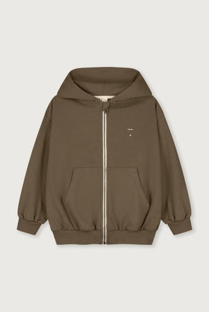 Gray Label Kapuzen-Cardigan Woody, Hoodie aus Bio-Baumwollfleece, Kapuze, Reißverschluss, Kängurutaschen, Stick-Logo Cream