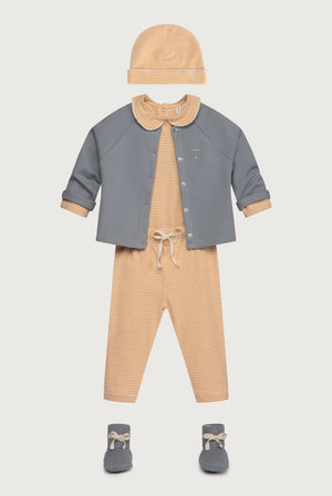 Cardigan bébé raglan Gray Label GOTS | Gris pierre