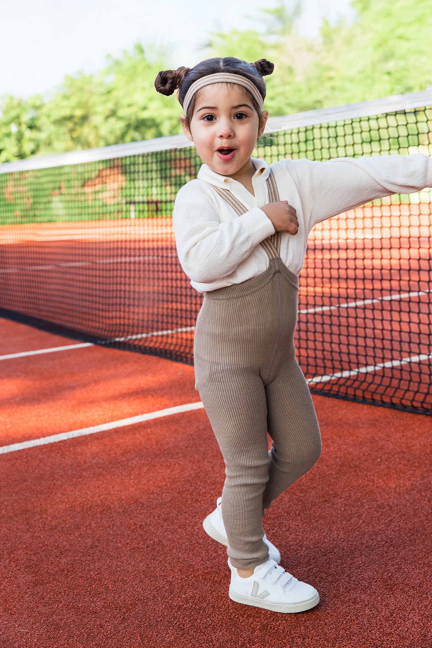 Silly Silas Fusslose Strumpfhose mit Träger | Oyster Grey Striped