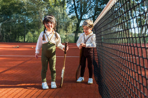 Silly Silas Footless Tights with Suspenders | Olive Striped