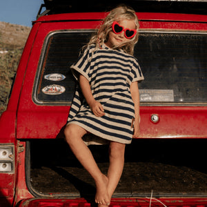 Cloby Poncho mit UV50 | Navy/Sandy Stripe