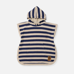 Cloby Poncho mit UV50 | Navy/Sandy Stripe