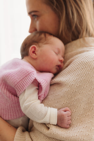 Hvid Baby Strickweste Merinowolle "Harvey" | Cotton Candy
