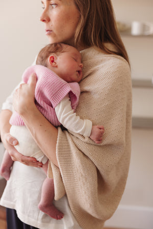 Hvid Baby Strickweste Merinowolle "Harvey" | Cotton Candy