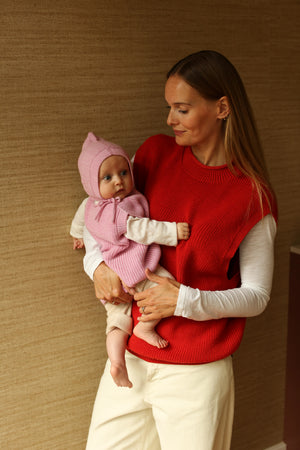 Hvid Baby Strickweste Merinowolle "Harvey" | Cotton Candy