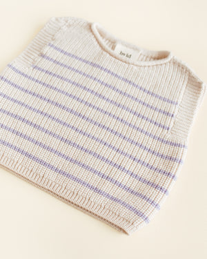 Hvid Strick-Weste Baby "Harvey" | Cream / Lilac