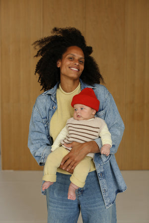 Hvid Strick-Weste Baby "Harvey" | Cream / Mocha