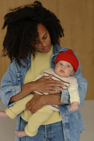 Hvid Strick-Weste Baby "Harvey" | Cream / Mocha