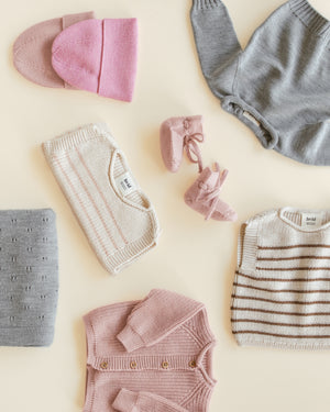 Hvid Strick-Weste Baby "Harvey" | Cream / Mocha
