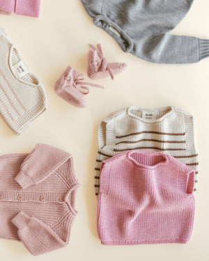 Hvid Strick-Weste Baby "Harvey" | Cream / Mocha